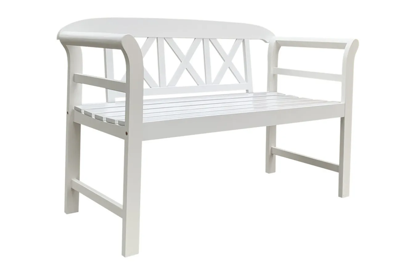 VILLANA Gartenbank, weiß, Akazie, 128 x 54 x 81 cm, 2 Personen, FSC®-zertifiziertes Produkt