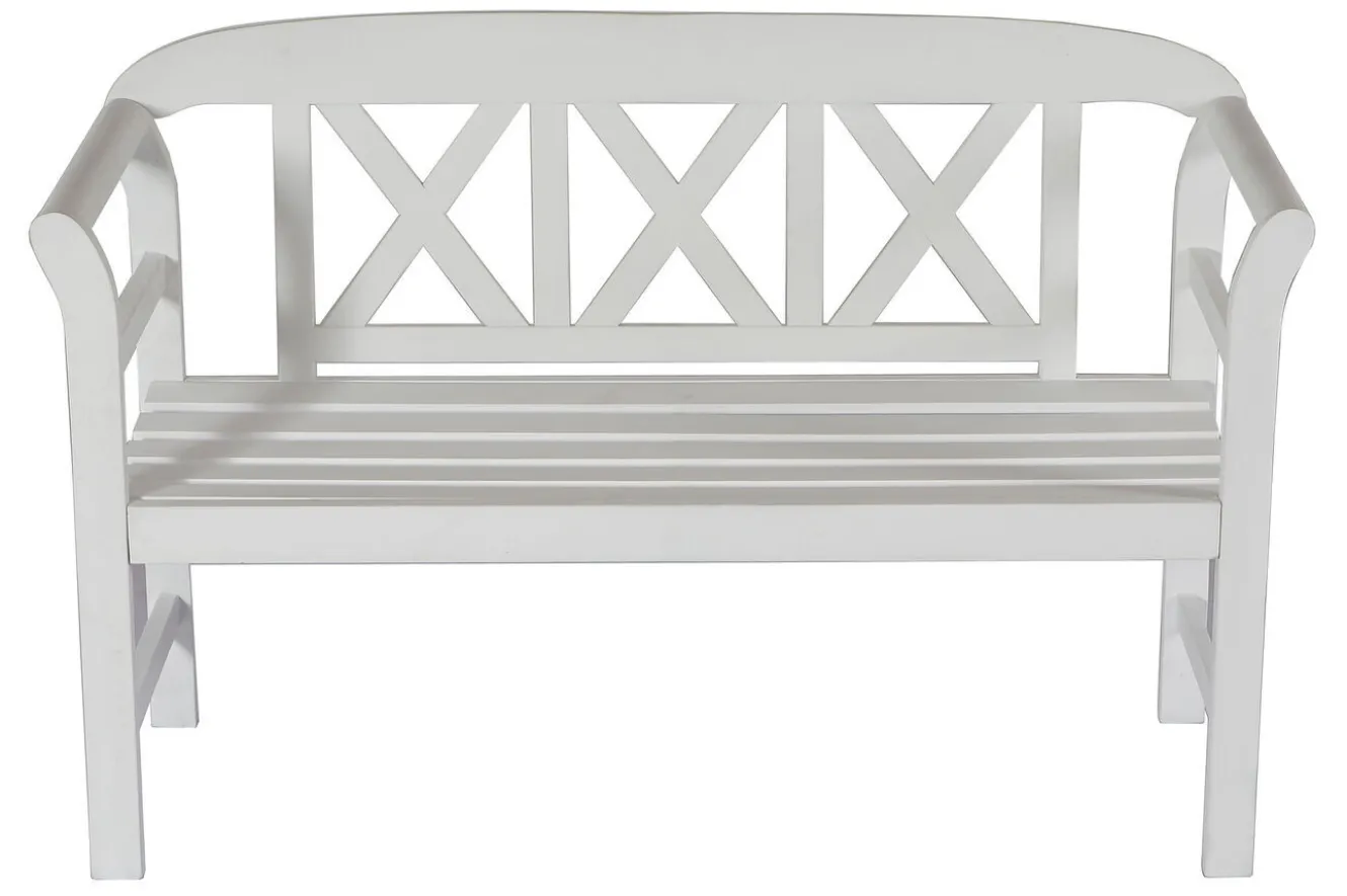 VILLANA Gartenbank, weiß, Akazie, 128 x 54 x 81 cm, 2 Personen, FSC®-zertifiziertes Produkt