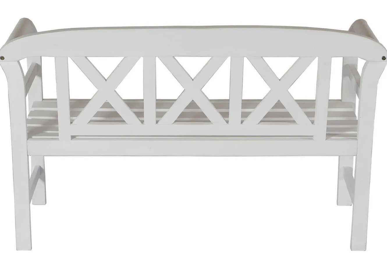 VILLANA Gartenbank, weiß, Akazie, 128 x 54 x 81 cm, 2 Personen, FSC®-zertifiziertes Produkt