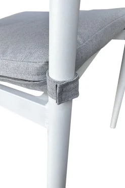 VILLANA Garten-Essgruppe mit 6 Stapelstühlen, matt weiß/grau, Alu/Polyester, Esstisch 155 x 90 cm