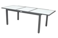 VILLANA Garten-Essgruppe mit 6 Sesseln, anthrazit/grau, Alu/Glas, Tisch ca. 160/220 x 90 cm, ausziehbar, witterungsbeständig, FSC®-zertifiziertes Produkt
