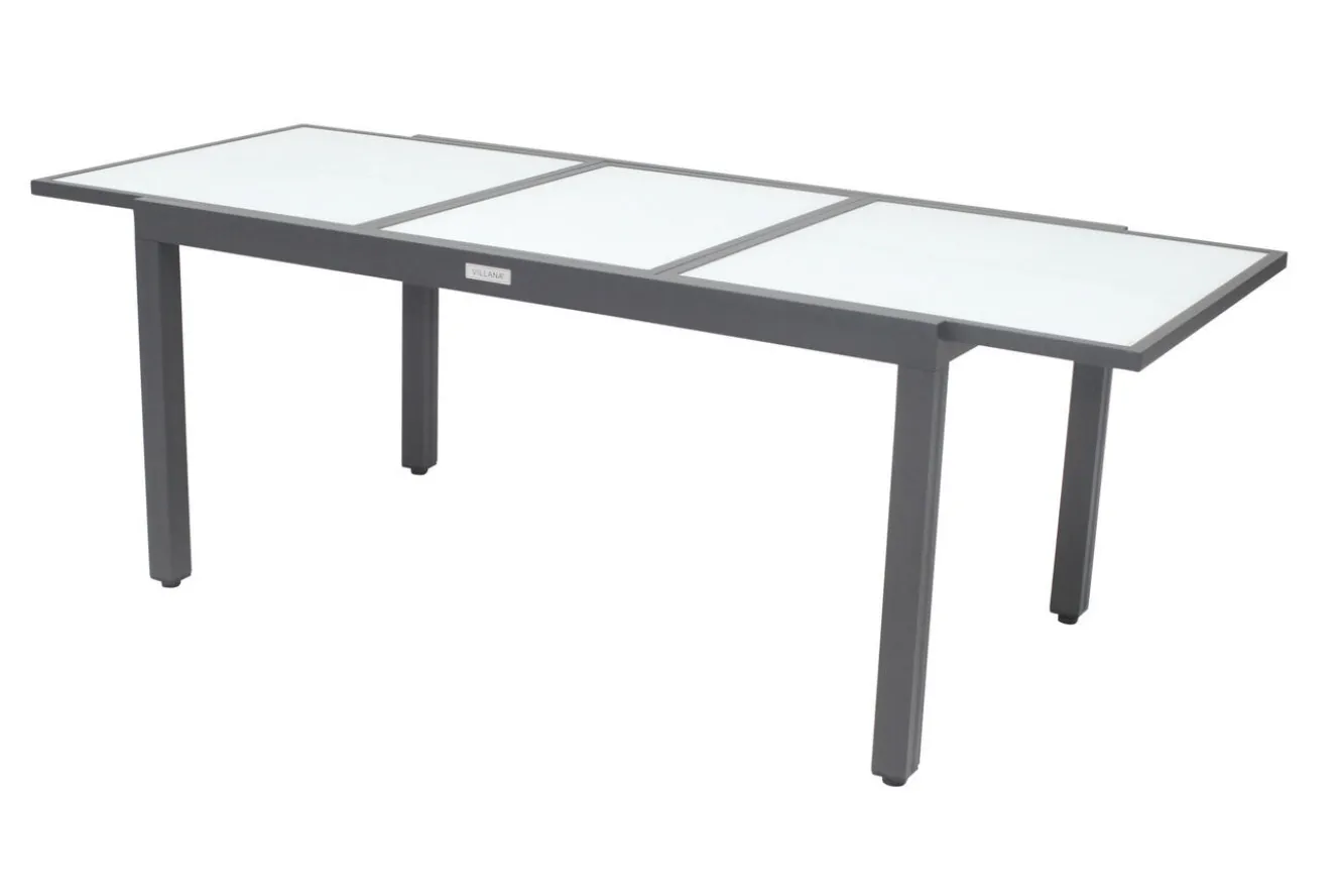 VILLANA Garten-Essgruppe mit 6 Sesseln, anthrazit/grau, Alu/Glas, Tisch ca. 160/220 x 90 cm, ausziehbar, witterungsbeständig, FSC®-zertifiziertes Produkt