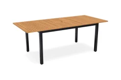 VILLANA Garten-Essgruppe, schwarz/grau, Aluminium/Eukalyptus, Tisch 150/200 x 90 cm, 4 Klappstühle, robust, ausziehbar, witterungsbeständig, FSC®-zertifiziertes Produkt