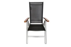 VILLANA Garten-Essgruppe, silber/anthrazit, Alu/ Eukalyptus, Ausziehtisch 160/220 x 90 cm, inkl 8 Klappstühle, FSC®-zertifiziertes Produkt