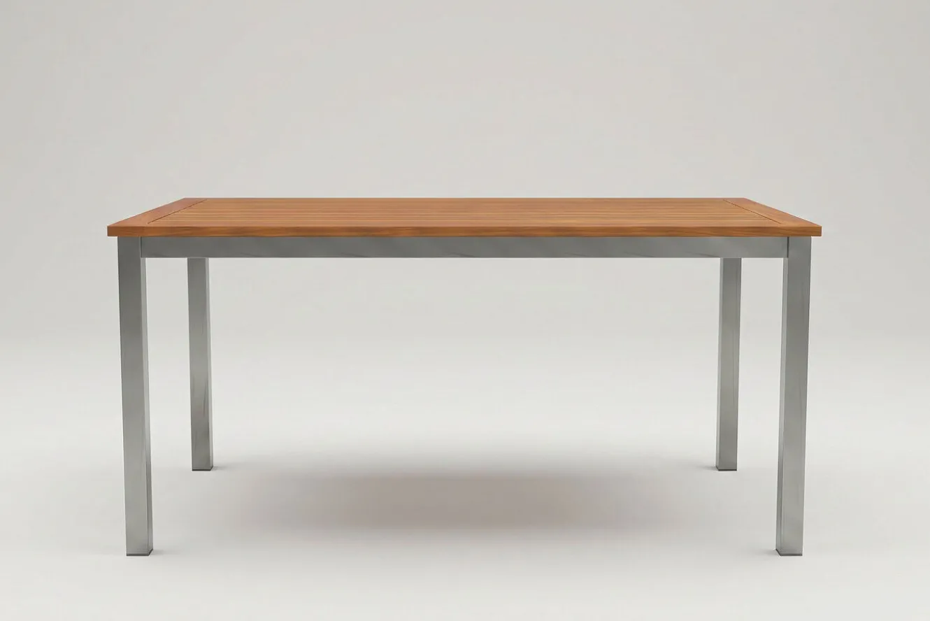 VILLANA Garten-Essgruppe, silber/natural, Alu/Eukalyptus, 150 x 90 x 74 cm, für 6 Personen, mit Fußkappen, witterungsbeständig, FSC®-zertifiziertes Produkt