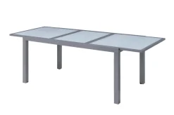VILLANA Garten-Essgruppe, silber/anthrazit, Alu/Eukalyptus, Ausziehtisch 160/220 x 90 cm, inkl. 4 Klappstühle, FSC®-zertifiziertes Produkt