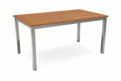 VILLANA Garten-Essgruppe, silber/natural, Alu/Eukalyptus, Tisch 150 x 90 cm, für 6 Personen, witterungsbeständig, FSC®-zertifiziertes Produkt
