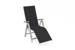 VILLANA Garten-Essgruppe, silber/natural, Alu/Eukalyptus, Tisch 150 x 90 cm, für 6 Personen, witterungsbeständig, FSC®-zertifiziertes Produkt