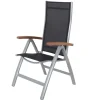 VILLANA Garten-Essgruppe, weiß/silber, Aluminium/Sicherheitsglas, Ausziehtisch 160/220 x 90 cm, 6 Klappstühle, FSC®-zertifiziertes Produkt