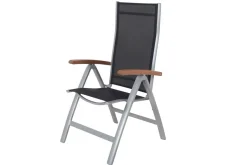 VILLANA Garten-Essgruppe, weiß/silber, Aluminium/Sicherheitsglas, Ausziehtisch 160/220 x 90 cm, 8 Klappstühle, FSC®-zertifiziertes Produkt