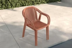 VILLANA Pico Curve Balkon-Set, ziegelrot, Kunststoff, Tisch Ø 70 cm und 2 Stapelsessel, UV- und wetterfest