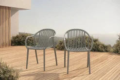 VILLANA Pico Curve Stapelsessel 2er-Set, grau, Kunststoff, 56,5 x 59,5 x 83 cm, stapelbar, UV-beständig
