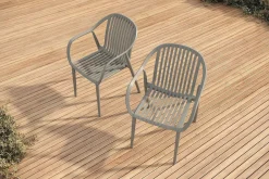 VILLANA Pico Curve Stapelsessel 2er-Set, grau, Kunststoff, 56,5 x 59,5 x 83 cm, stapelbar, UV-beständig