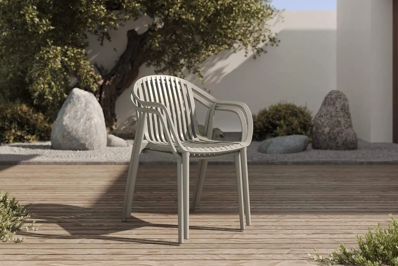 VILLANA Pico Curve Stapelsessel 2er-Set, grau, Kunststoff, 56,5 x 59,5 x 83 cm, stapelbar, UV-beständig