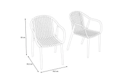 VILLANA Pico Curve Stapelsessel 2er-Set, grau, Kunststoff, 56,5 x 59,5 x 83 cm, stapelbar, UV-beständig