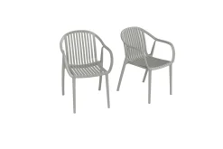 VILLANA Pico Curve Stapelsessel 2er-Set, grau, Kunststoff, 56,5 x 59,5 x 83 cm, stapelbar, UV-beständig