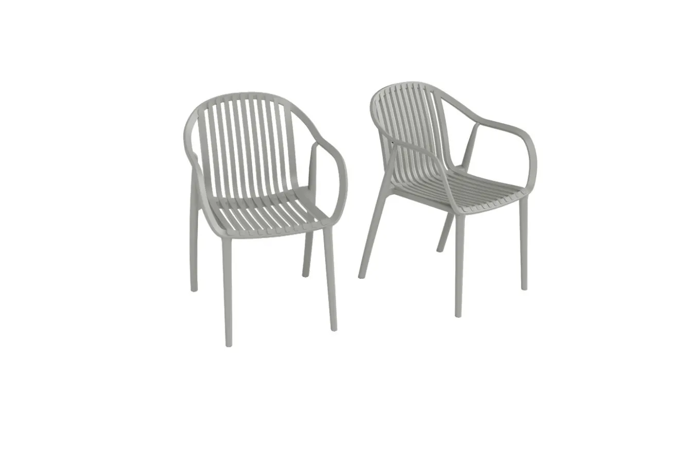 VILLANA Pico Curve Stapelsessel 2er-Set, grau, Kunststoff, 56,5 x 59,5 x 83 cm, stapelbar, UV-beständig