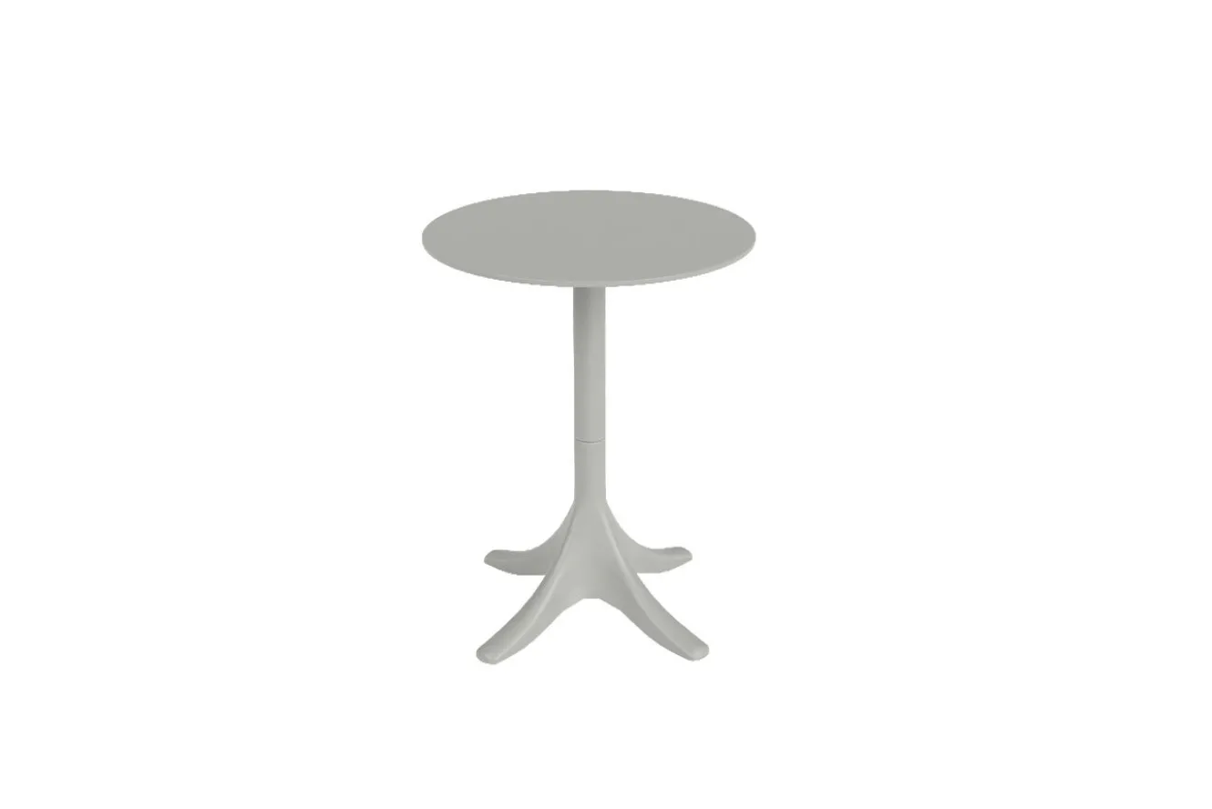 VILLANA Pico Soft Balkon-Set, grau, Kunststoff, Tisch Ø 70 cm und 2 Stapelsessel, UV-beständig, wetterfest