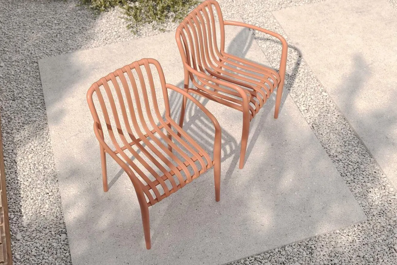 VILLANA Pico Soft Stapelsessel 2er-Set, ziegelrot, Kunststoff, 54 x 58,5 x 80,5 cm, stapelbar, UV-beständig