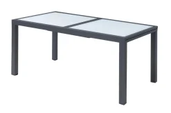 VILLANA Sylvania Ausziehtisch, anthrazit/weiß, Aluminium/Sicherheitsglas, 160/220 x 90 cm, Pulverbeschichtet, UV-Beständig, Mit Fußkappen