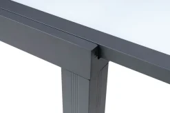 VILLANA Sylvania Ausziehtisch, anthrazit/weiß, Aluminium/Sicherheitsglas, 160/220 x 90 cm, Pulverbeschichtet, UV-Beständig, Mit Fußkappen
