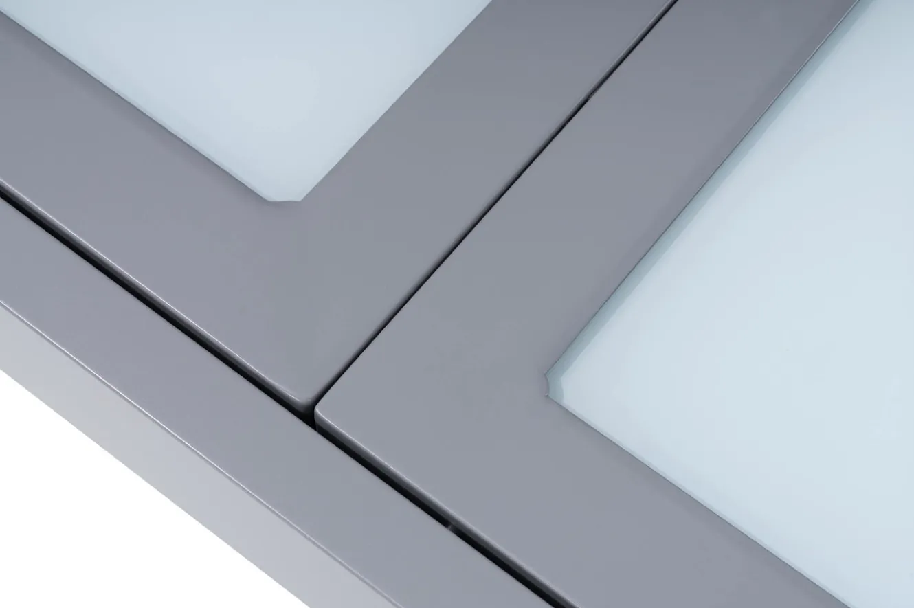 VILLANA Sylvania Ausziehtisch, silber/weiß, Alu/Sicherheitsglas, 160/220x90 cm, Flügelmechanismus
