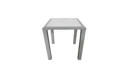 VILLANA Sylvania Beistelltisch, silber/weiß, Aluminium/Sicherheitsglas, 45 x 45 x 45 cm