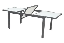 Villana Sylvania Garten-Essgruppe, 6 Personen, ausziehbarer Tisch 160–220 cm, Aluminium/Textil