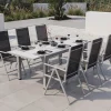 Villana Sylvania Garten-Essgruppe, 6 Personen, ausziehbarer Tisch 160–220 cm, Aluminium/Textil
