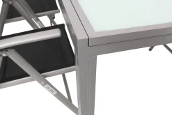 Villana Sylvania Garten-Essgruppe, 6 Personen, ausziehbarer Tisch 160–220 cm, Aluminium/Textil