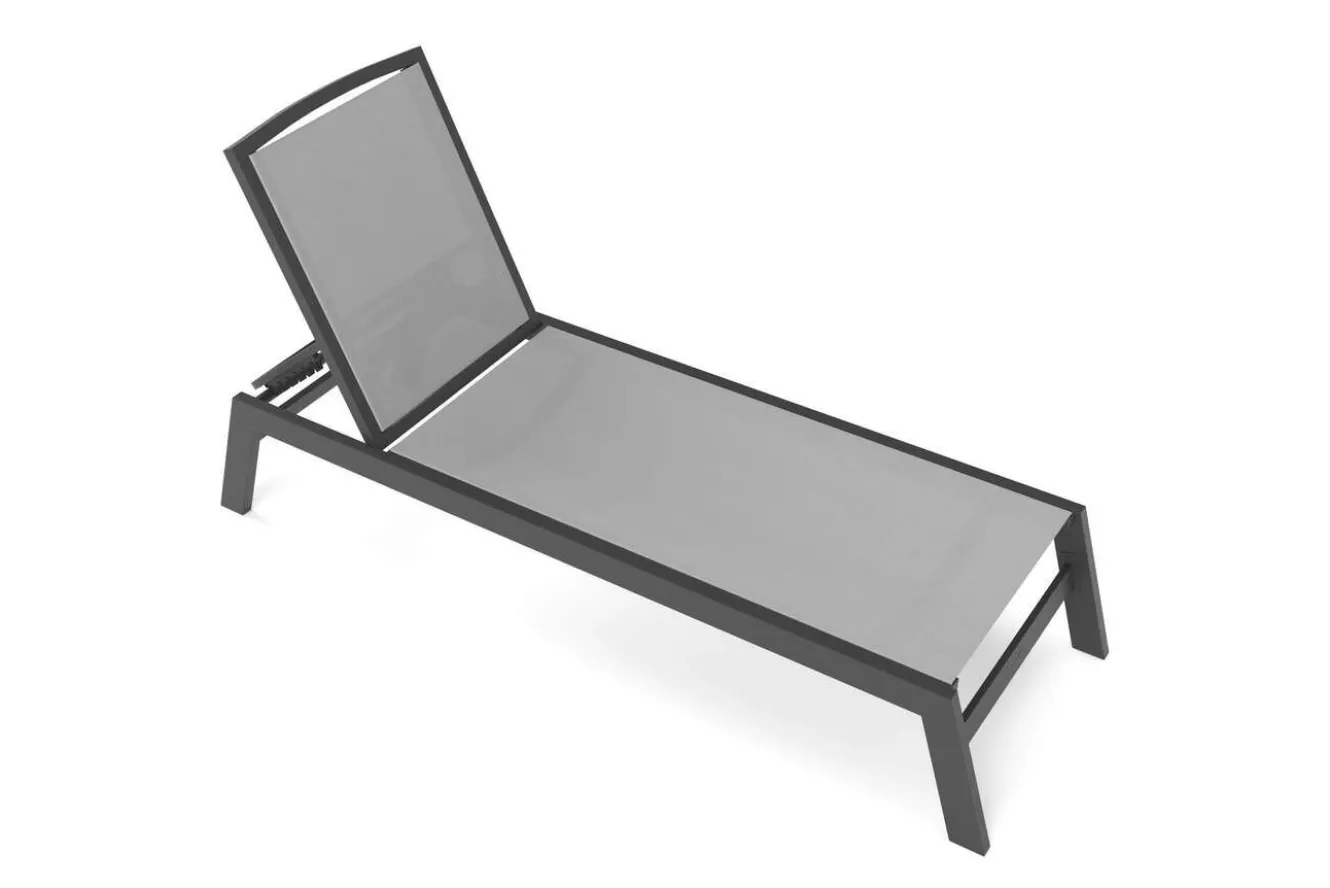 VILLANA Sylvania Gartenliege, anthrazit/grau, Alu/Textil, vertikal verstellbar,mit Fußkappen
