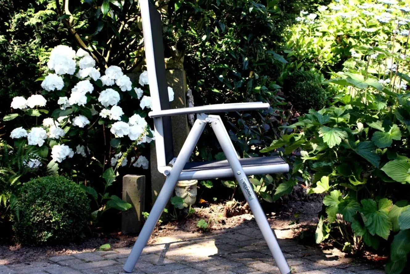 VILLANA Sylvania Klappstuhl, silber/schwarz, Aluminium/Textil, 68 x 56 x 107 cm, klappbar