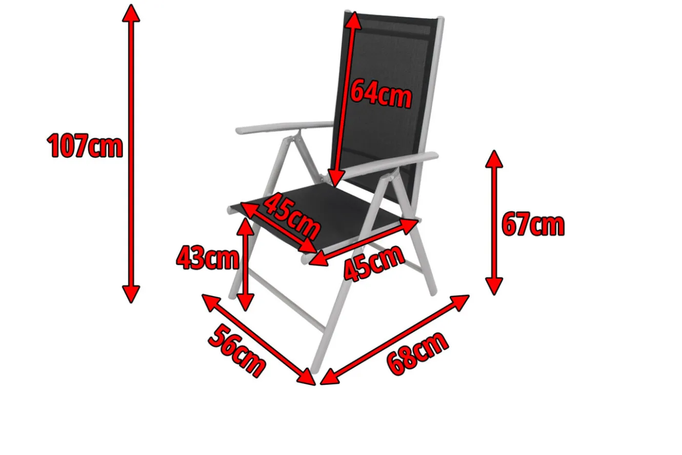 VILLANA Sylvania Klappstuhl, silber/schwarz, Aluminium/Textil, 68 x 56 x 107 cm, klappbar