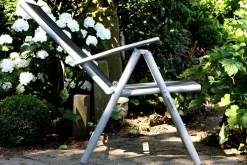 VILLANA Sylvania Klappstuhl, silber/schwarz, Aluminium/Textil, 68 x 56 x 107 cm, klappbar