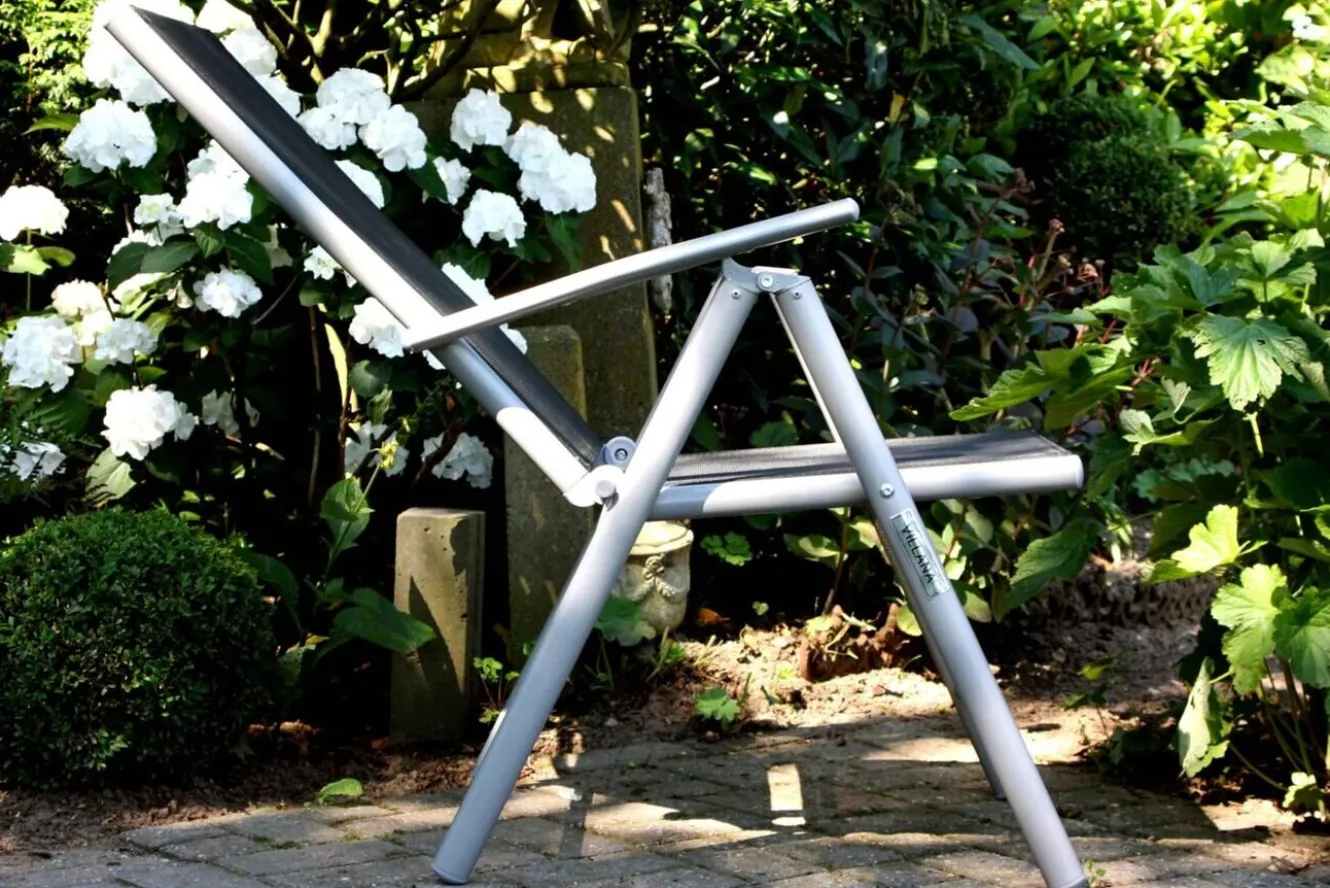 VILLANA Sylvania Klappstuhl, silber/schwarz, Aluminium/Textil, 68 x 56 x 107 cm, klappbar