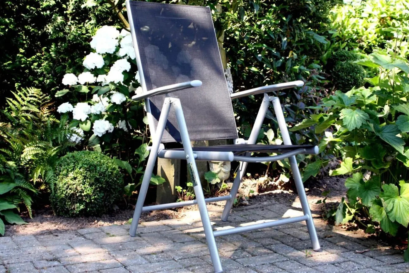 VILLANA Sylvania Klappstuhl, silber/schwarz, Aluminium/Textil, 68 x 56 x 107 cm, klappbar