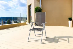 VILLANA Sylvania Klappstuhl, silber/schwarz, Aluminium/Textil, 68 x 56 x 107 cm, klappbar