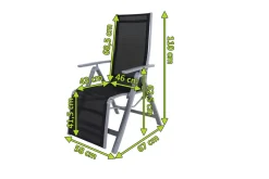 VILLANA Sylvania Relaxsessel, silber/schwarz, Alu/Textilene, 67 x 58 x 110 cm, klappbar