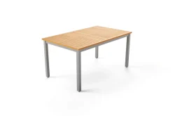 VILLANA Tasmania Ausziehtisch, silber, Alu/Eukalyptus, 150 / 200 x 90 cm, ausziehbar, hohe Belastbarkeit, FSC®-zertifiziertes Produkt