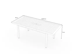 VILLANA Tasmania Ausziehtisch, Schwarz, Aluminium/Eukalyptus, 150 / 200 x 90 cm, robust, witterungsbeständig, ausziehbar, FSC®-zertifiziertes Produkt