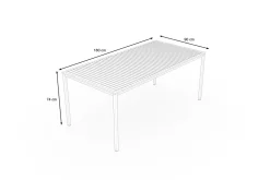VILLANA Tasmania Esstisch, anthrazit/naturbelassen, Alu/Eukalyptus, 180 x 90 cm, FSC®-zertifiziertes Produkt