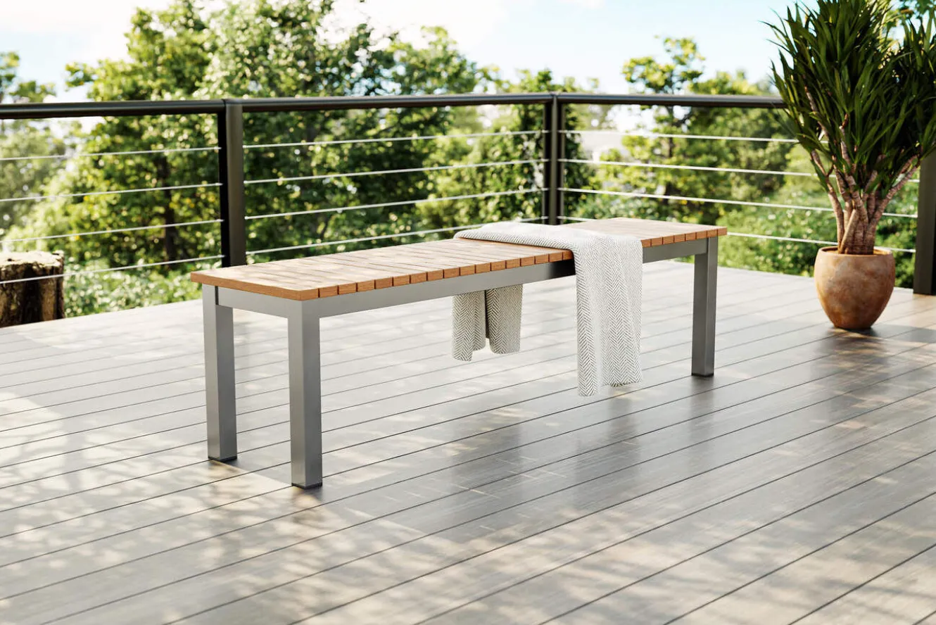 VILLANA Tasmania Gartenbank, Silver, Aluminium/Eukalyptus, hohe Belastbarkeit, FSC®-zertifiziertes Produkt
