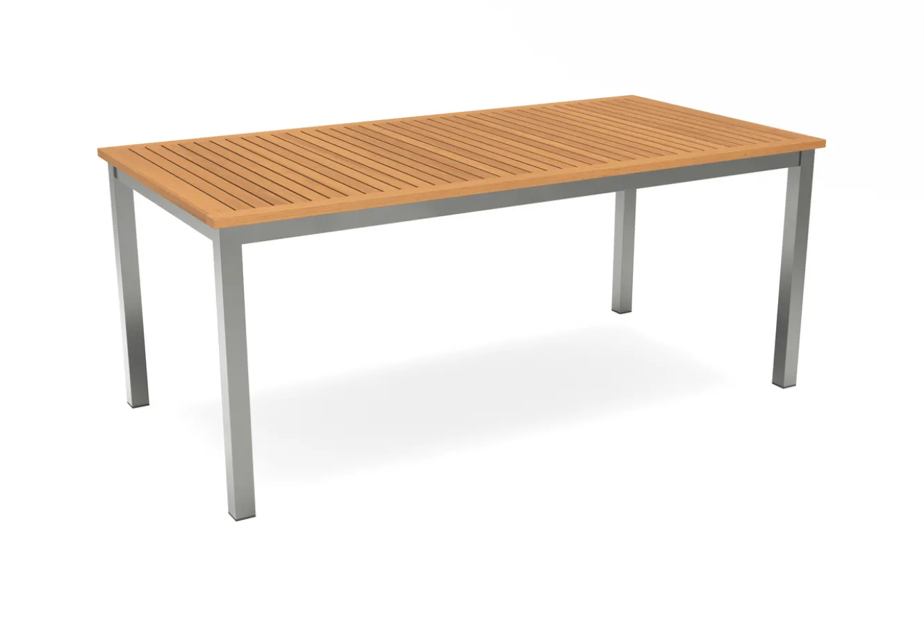 VILLANA Tasmania Garten-Essgruppe mit 6 Klappstühlen, silber, Alu / Eukalyptus / Textilene, Tisch 180 x 90 cm, FSC®-zertifiziertes Produkt