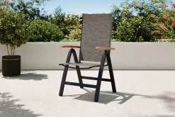 VILLANA Tasmania Klappstuhl, anthrazit/grau, Alu/Eukalyptus/Textilene, klappbar, FSC®-zertifiziertes Produkt