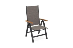 VILLANA Tasmania Klappstuhl, anthrazit/grau, Alu/Eukalyptus/Textilene, klappbar, FSC®-zertifiziertes Produkt