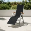 VILLANA Tasmania Relaxsessel, silber/schwarz, Alu/Textilene, Eukalyptus-Armlehnen, höhenverstellbar, FSC®-zertifiziertes Produkt