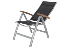 VILLANA Victoria Klappstuhl, silber/schwarz, Alu/Textilene, 64 x 58 x 110 cm, zertifiziertes Material, FSC®-zertifiziertes Produkt