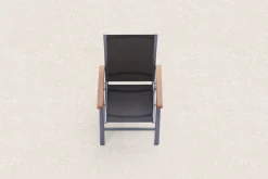VILLANA Victoria Klappstuhl, silber/schwarz, Alu/Textilene, 64 x 58 x 110 cm, zertifiziertes Material, FSC®-zertifiziertes Produkt