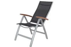 VILLANA Victoria Klappstuhl, silber/schwarz, Alu/Textilene, 64 x 58 x 110 cm, zertifiziertes Material, FSC®-zertifiziertes Produkt