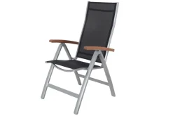 VILLANA Victoria Klappstuhl, silber/schwarz, Alu/Textilene, 64 x 58 x 110 cm, zertifiziertes Material, FSC®-zertifiziertes Produkt